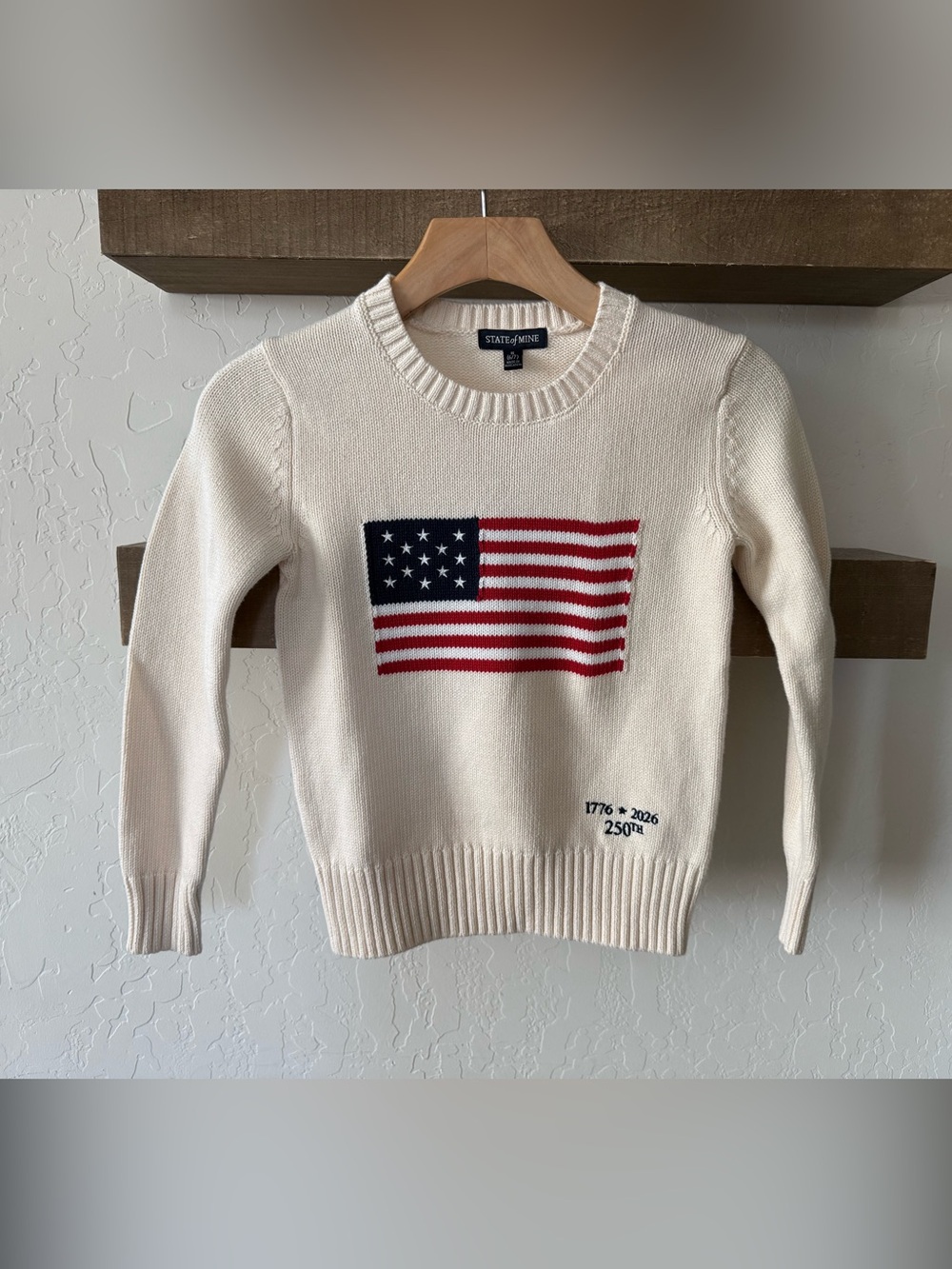 State of Mine|Kids American Flag Knit Sweater,fisherman style•••NWT,Americano - Picture 6 of 15